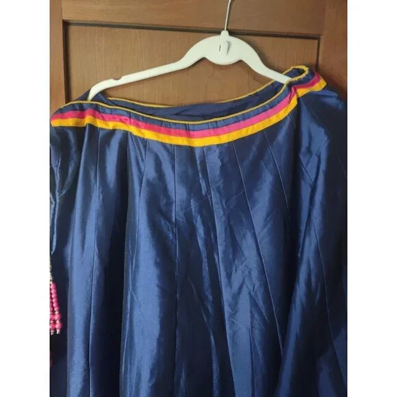 UNIQUE Cultural Skirt Blue Colorful Flowing - Picture 4 of 4
